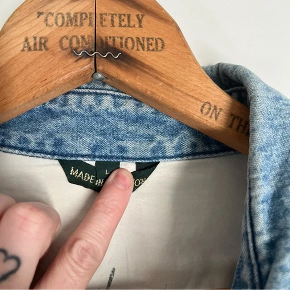 Vintage 90s Denim Utility Jacket – Size Large - Picture 4 of 7